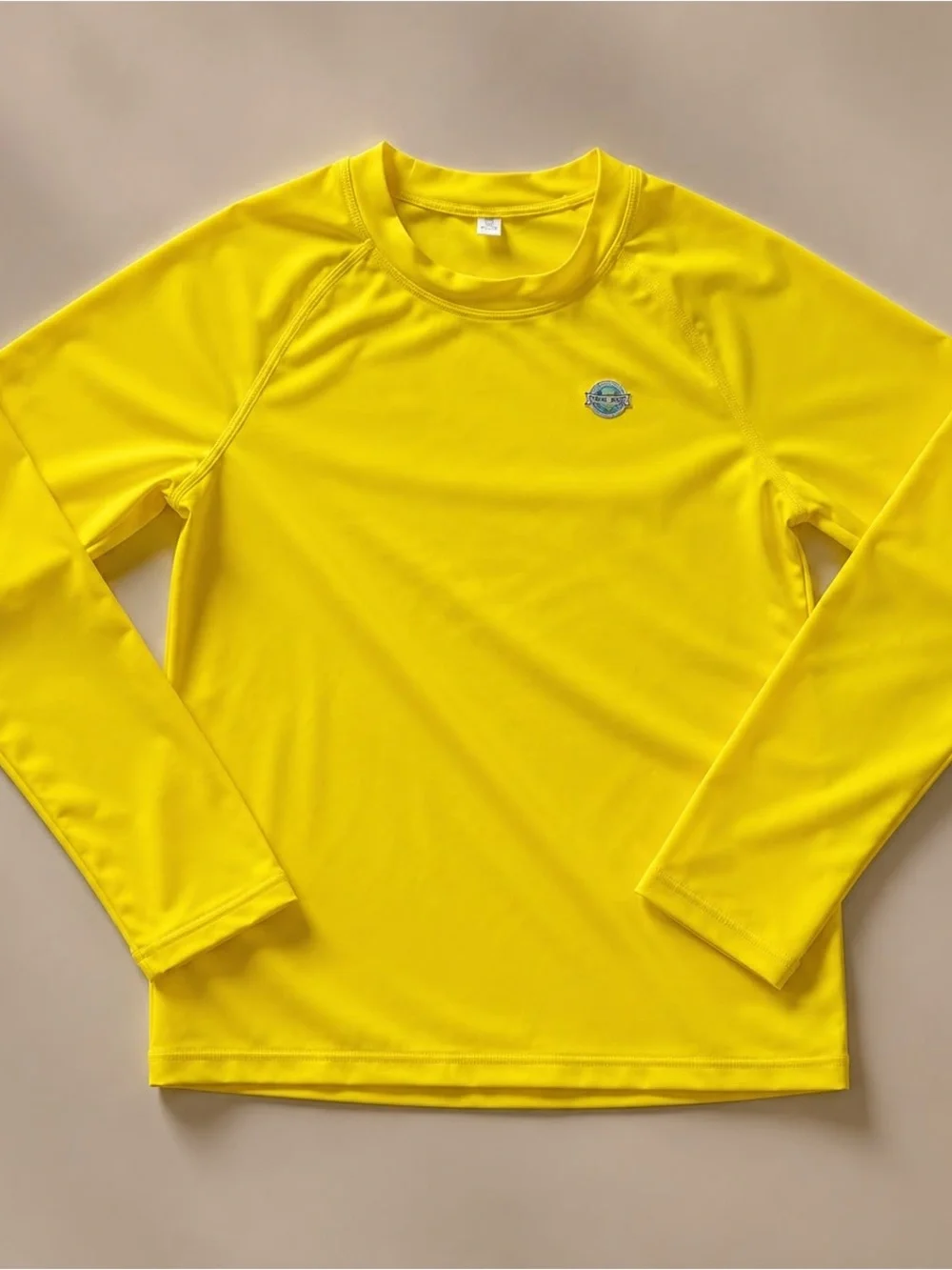 Girls Bright Yellow Long Sleeve Rash Guard Swim Shirt Size 11-13 Sun Protection